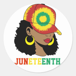 Juneteenth Black Woman Black History Month Classic Round Sticker