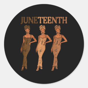 Juneteenth Black Woman Dress 1865 Melanin Women Gi Classic Round Sticker