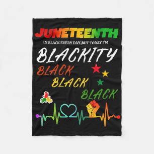 Juneteenth Blackity Heartbeat Black History Africa Fleece Blanket