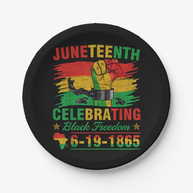 Juneteenth Breaking Every Chain Black Men Women Bo Paper Plates (Front)
