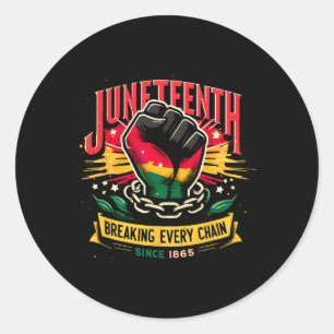 Juneteenth Breaking Every Chain Since 1865 Black H Classic Round Sticker