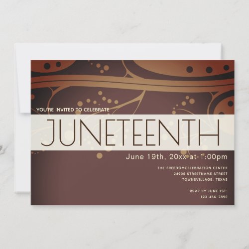 Juneteenth Brown Cream Freedom Celebration Invitation