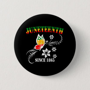 Juneteenth Butterfly Flag Celebrate Black Freedom  Button