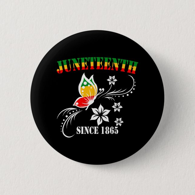 Juneteenth Butterfly Flag Celebrate Black Freedom  Button (Front)