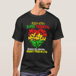 Juneteenth Butterfly Heart Weren't Freedom 1776 Bl T-Shirt
