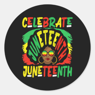 Juneteenth Celebrate 1865 Black History Afro Hair Classic Round Sticker