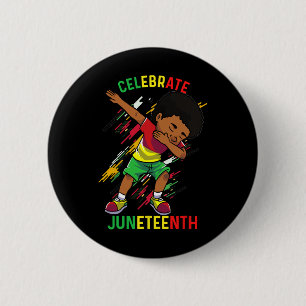 Juneteenth Celebrate 1865 King Dabbing Black Afric Button