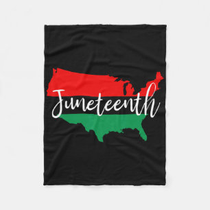 Juneteenth Celebrate Black Freedom Usa Map Black H Fleece Blanket