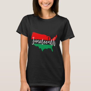 Juneteenth Celebrate Black Freedom Usa Map Black H T-Shirt