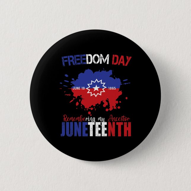 Juneteenth Celebrate Freedom Red White Blue Free B Button (Front)
