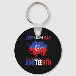 Juneteenth Celebrate Freedom Red White Blue Free B Keychain