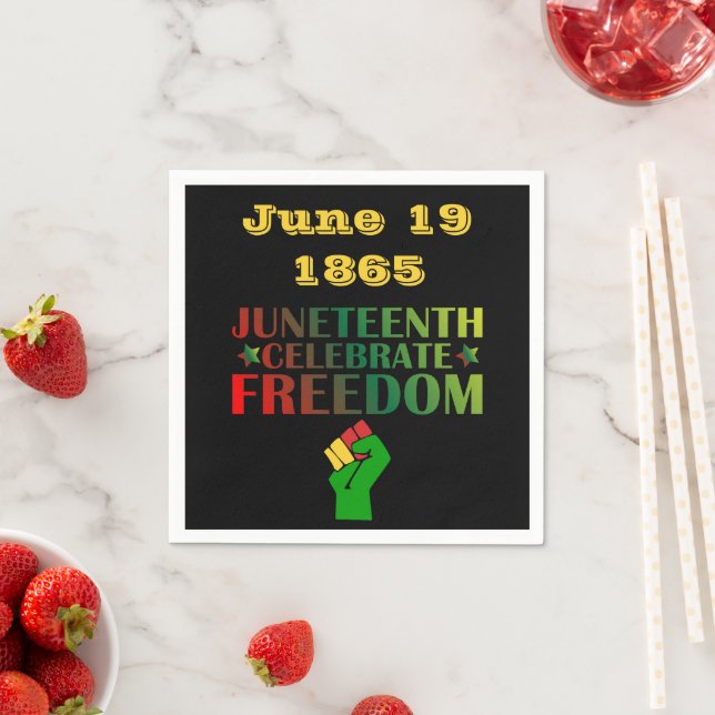 Juneteenth Celebrate Freedom Solidarity 1865 Paper Napkins (Insitu)