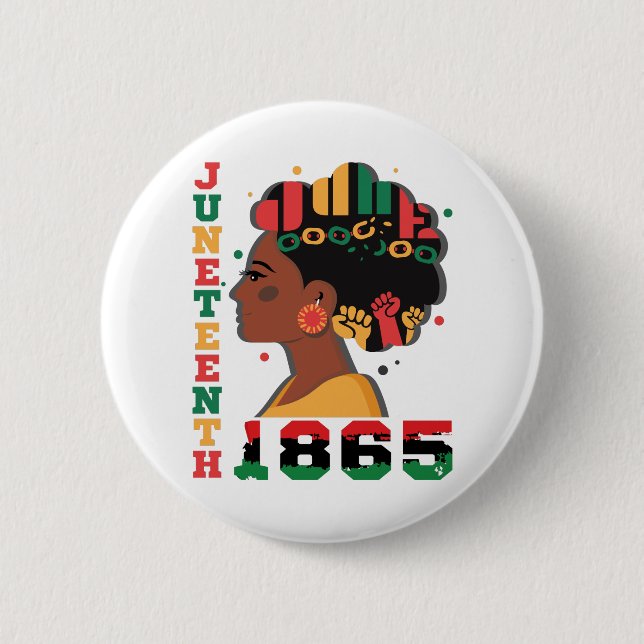 Juneteenth Celebrating 1865 Black African Women Button (Front)