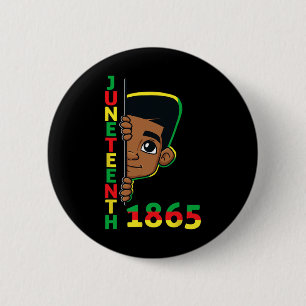 Juneteenth Celebrating 1865 Cool Brown Skin King B Button