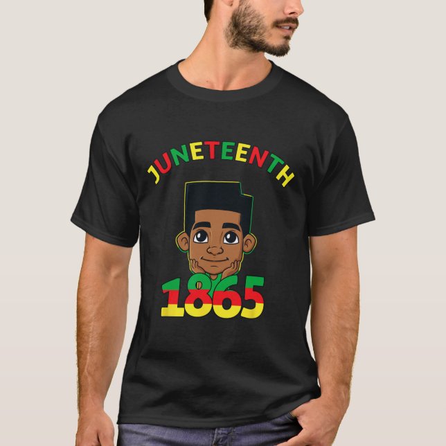 Juneteenth Celebrating 1865 Cool Brown Skin King B T-Shirt (Front)