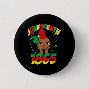 Juneteenth Celebrating 1865 Cute Black Girls Kids Button