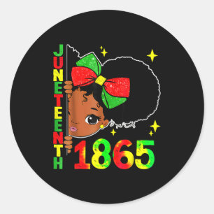 Juneteenth celebrating 1865 cute black girls kids classic round sticker