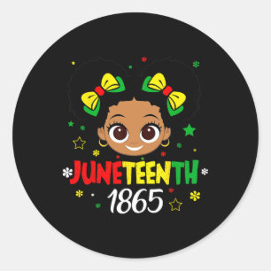Juneteenth Celebrating 1865 Cute Black Girls Kids Classic Round Sticker