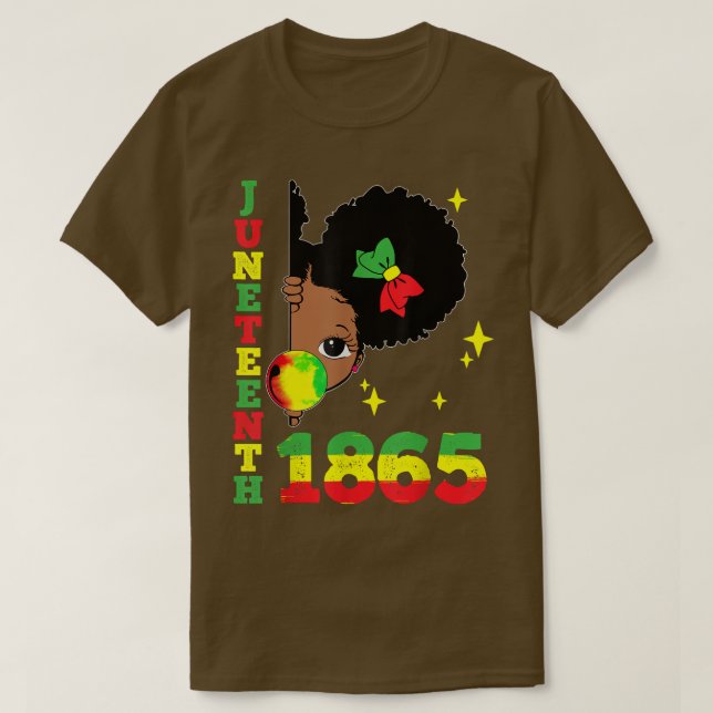 Juneteenth Celebrating 1865 Cute Black Girls Kids  T-Shirt (Design Front)