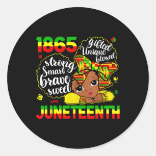 Juneteenth Celebrating 1865 Freedom Cute Black Gir Classic Round Sticker