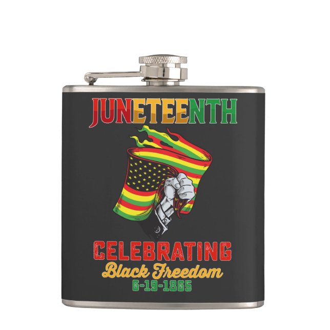 Juneteenth Celebrating Black Freedom 6 19 1865 Flask (Front)