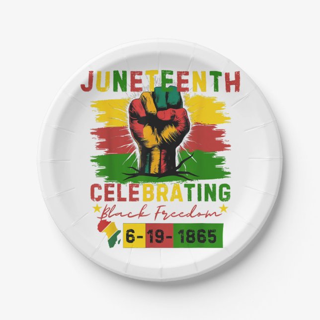Juneteenth Celebrating Black Freedom Black History Paper Plates (Front)