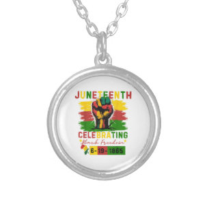 Juneteenth Celebrating Black Freedom Black History Silver Plated Necklace