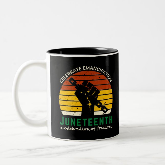Juneteenth Celebrating Freedom Two-Tone Coffee Mug (Left)