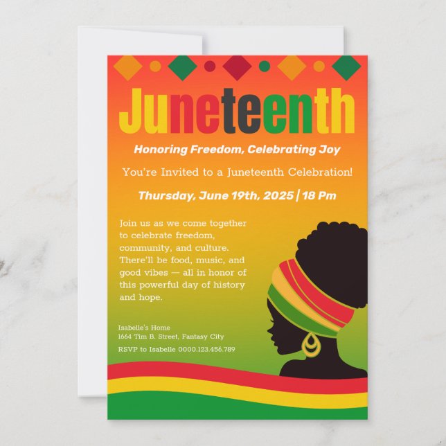 Juneteenth Celebration Invitation – Freedom & Joy (Front)