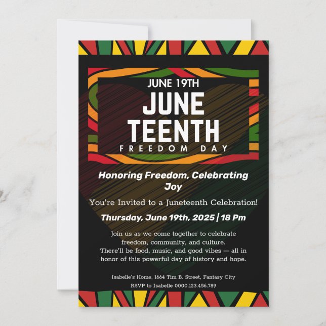 Juneteenth Celebration Invitation Honoring Freedom (Front)