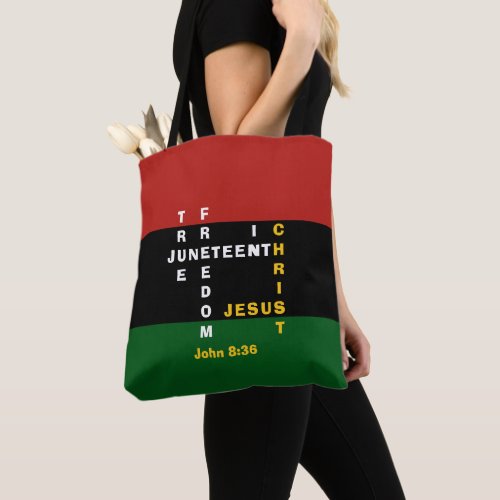 JUNETEENTH Christian Crossword Tote Bag
