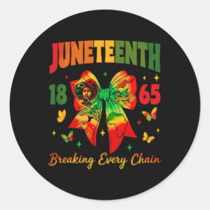Juneteenth Coquette Bow Breaking Every Chain Since Classic Round Sticker