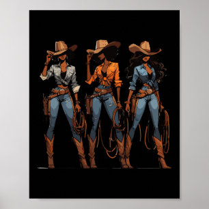 Juneteenth Cowgirl Western Rodeo Melanin Black His Poster