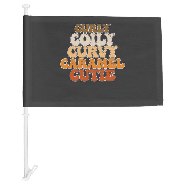 Juneteenth Curly Coily Curvy Caramel Cutie Car Flag (Front)