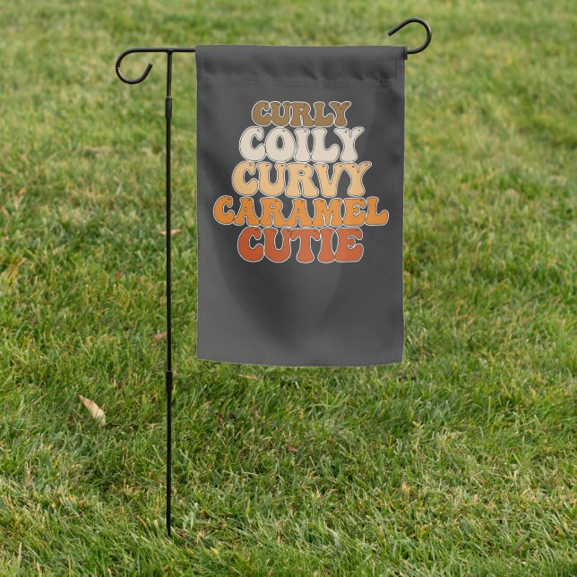 Juneteenth Curly Coily Curvy Caramel Cutie Garden Flag (In SItu)