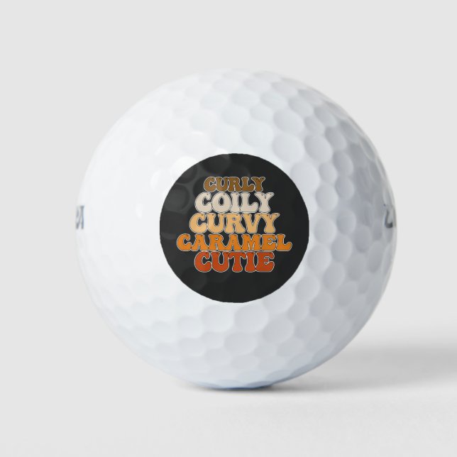 Juneteenth Curly Coily Curvy Caramel Cutie Golf Balls (Front)