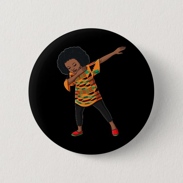 Juneteenth Dabbing African American Black Pride Qu Button (Front)
