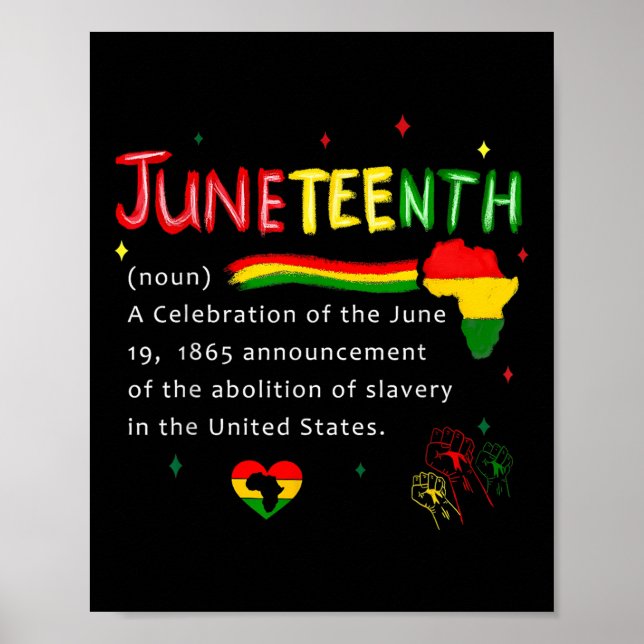 Juneteenth Definition Black African American Men W Poster (Front)