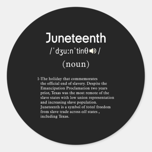juneteenth definition classic round sticker