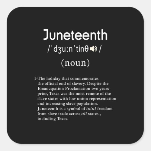 juneteenth definition square sticker