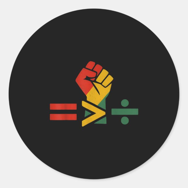 Juneteenth Equality Is Greater Than Division Afro  Classic Round Sticker (Front)
