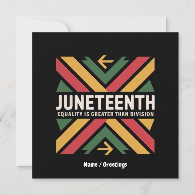 Juneteenth Equality Is Greater Than Division Afro  Invitation (Front)