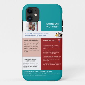 Juneteenth Fact Sheet Iphone 11 Case by GKDStore at Zazzle