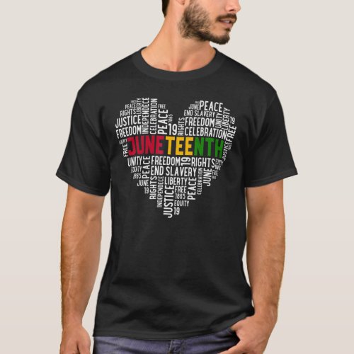 Juneteenth Facts Heart Black History Month Support T_Shirt
