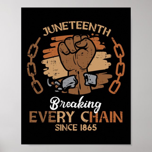 Juneteenth Fist Breaking Every Chain 1865 Men Wome Poster (Front)