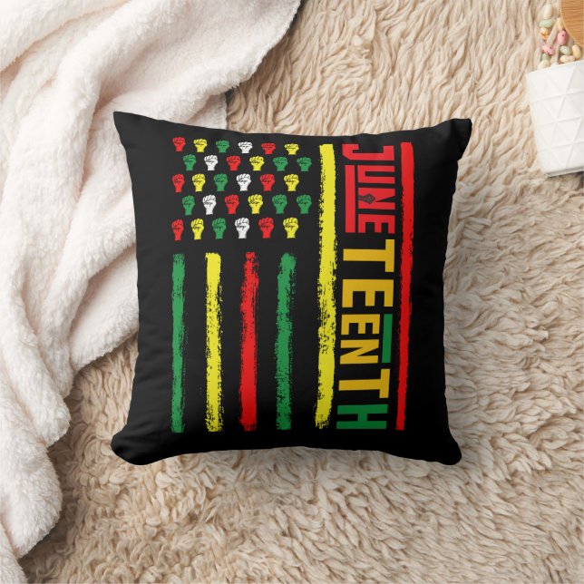 Juneteenth Flag Celebrating Black Freedom 1865 Throw Pillow (Blanket)