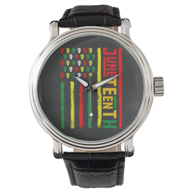 Juneteenth Flag Celebrating Black Freedom 1865 Watch (Front)