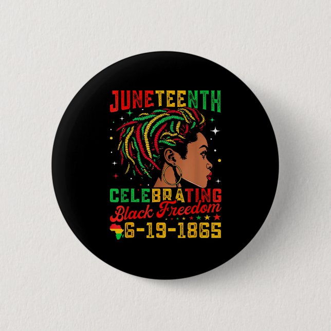 Juneteenth Flag Celebrating Black Freedom Juneteen Button (Front)