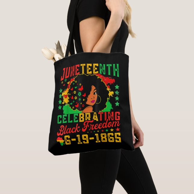 Juneteenth Flag Celebrating Black Freedom Juneteen Tote Bag (Close Up)