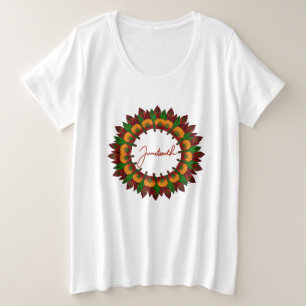 Juneteenth floral mandala African-inspired colors Plus Size T-Shirt